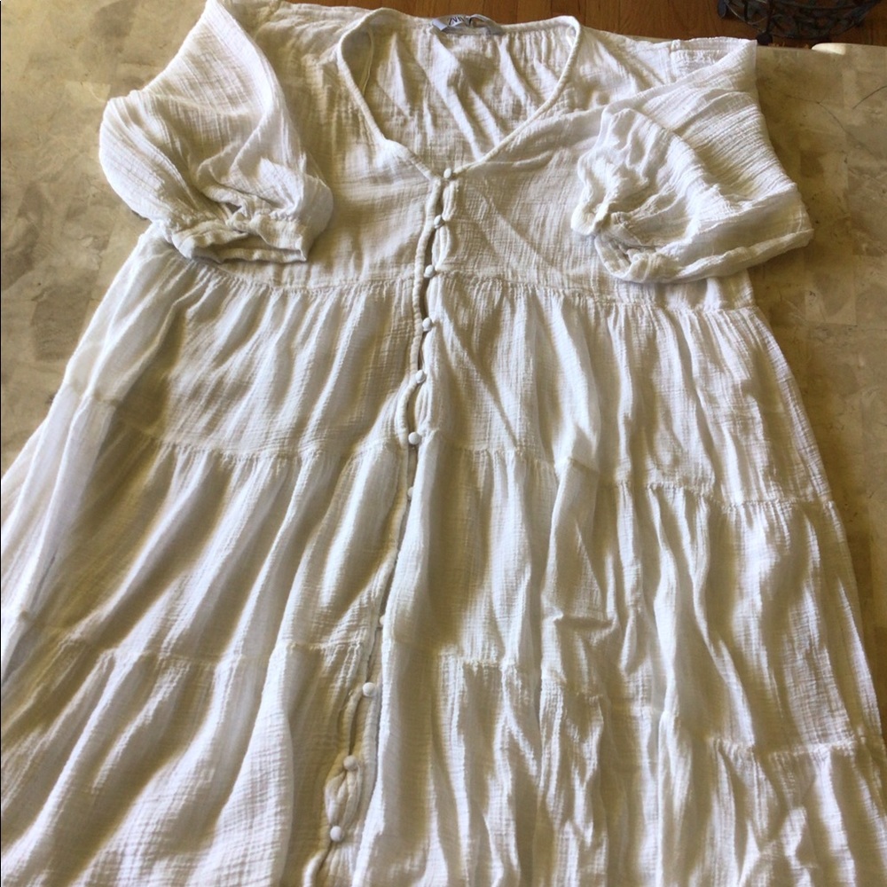 ZARA WHITE MAXI SHORT SLEEVE DRESS SIZE XXL